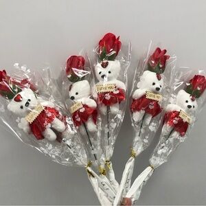 6pcs artificial rose gift bear bouquet for any occasion